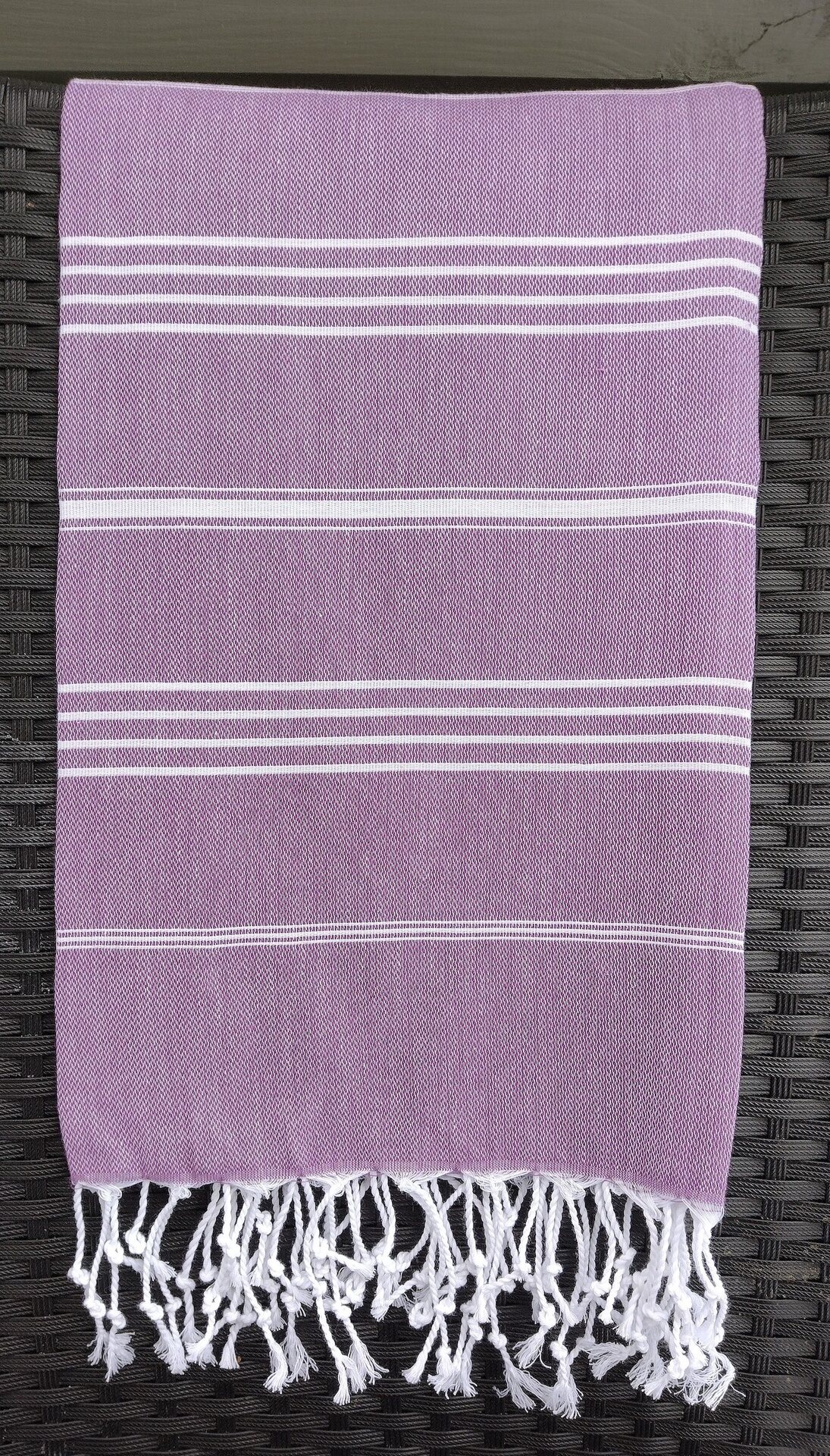 Raidallinen hamam pyyhe Lila