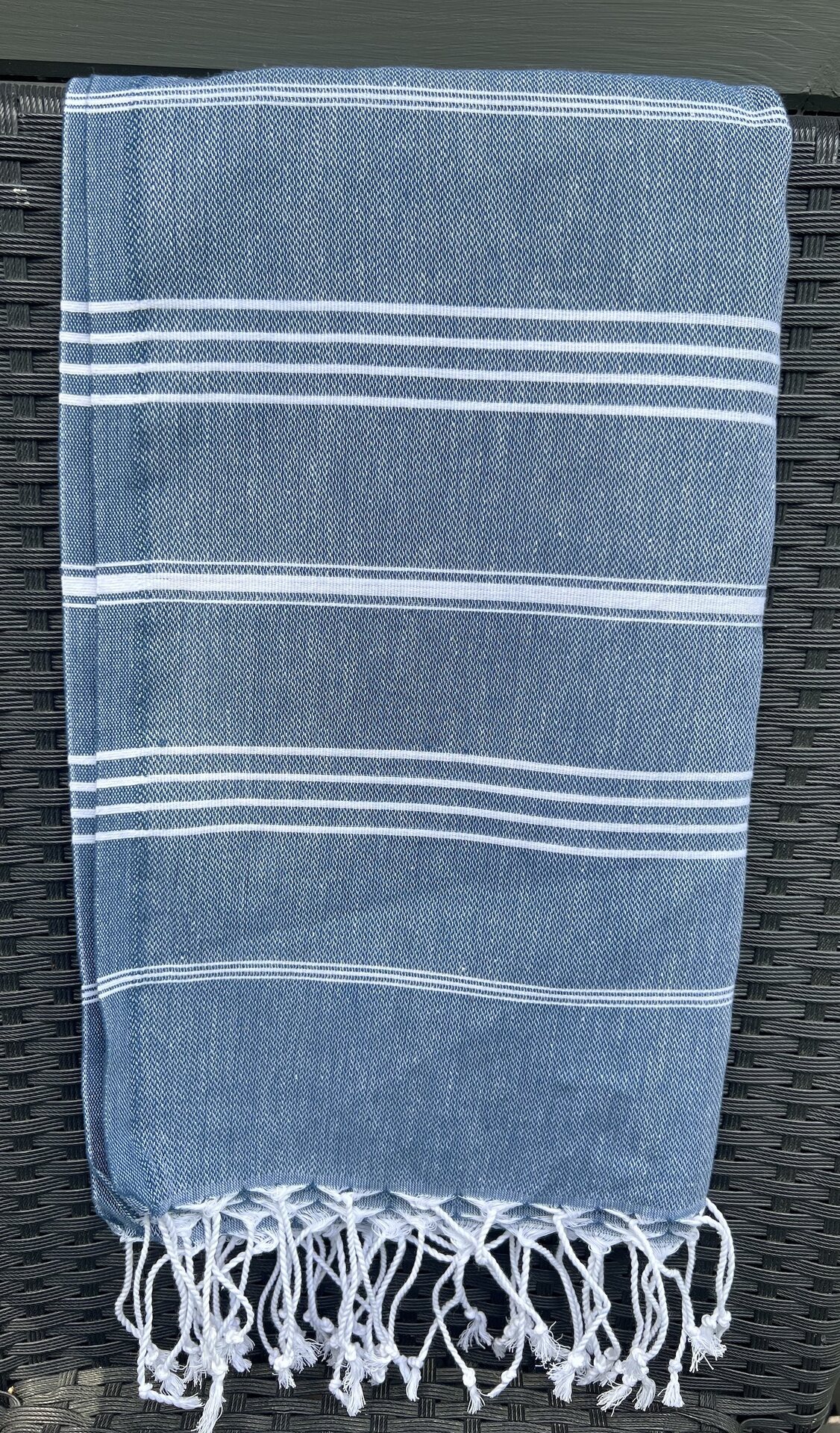 Raidallinen hamam pyyhe Farkunsininen