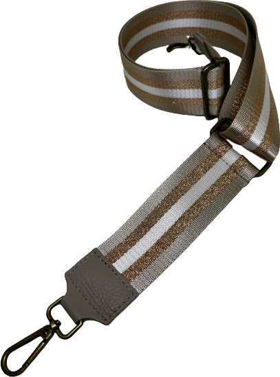 Raidallinen laukunhihna Beige