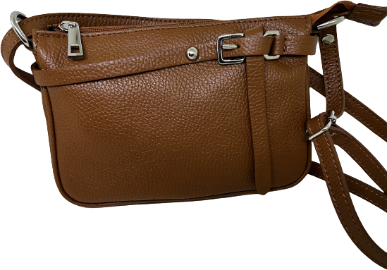 Cross body nahkainen pikkulaukku Ruskea