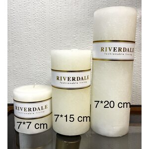 Riverdale valkoinen tuoksuton kynttilä, 7 * 7 cm