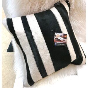 Skinnwille Mustavalkoinen nahka tyynynpäällinen Stripy