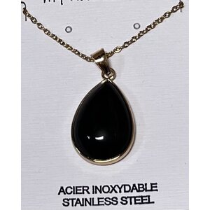 Kaulaketju mustalla pisara-riipuksella