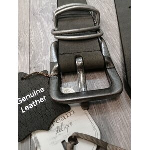 Denim Hunter leveä harmaa nahkavyö