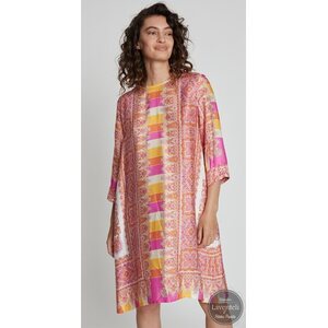 Ana Alcazar pitkähihainen pinkin ja oranssin sävyinen mekko