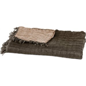 HAOMY Baya ruskea /beige puuvilla-pellava peitto, 130 * 200 cm