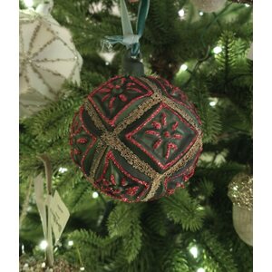 Shishi Lasinen vihreäpunainen joulupallo, 8 cm