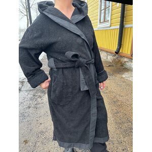 Arte Pura musta kylpytakki froteeta ja pellavaa